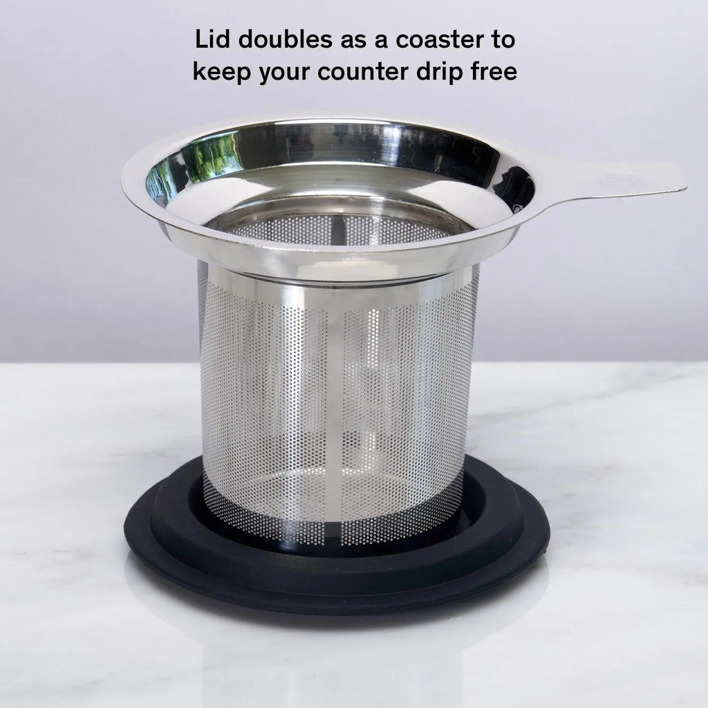 One-Cup Stainless Steel Tea Infuser with Silicone Lid