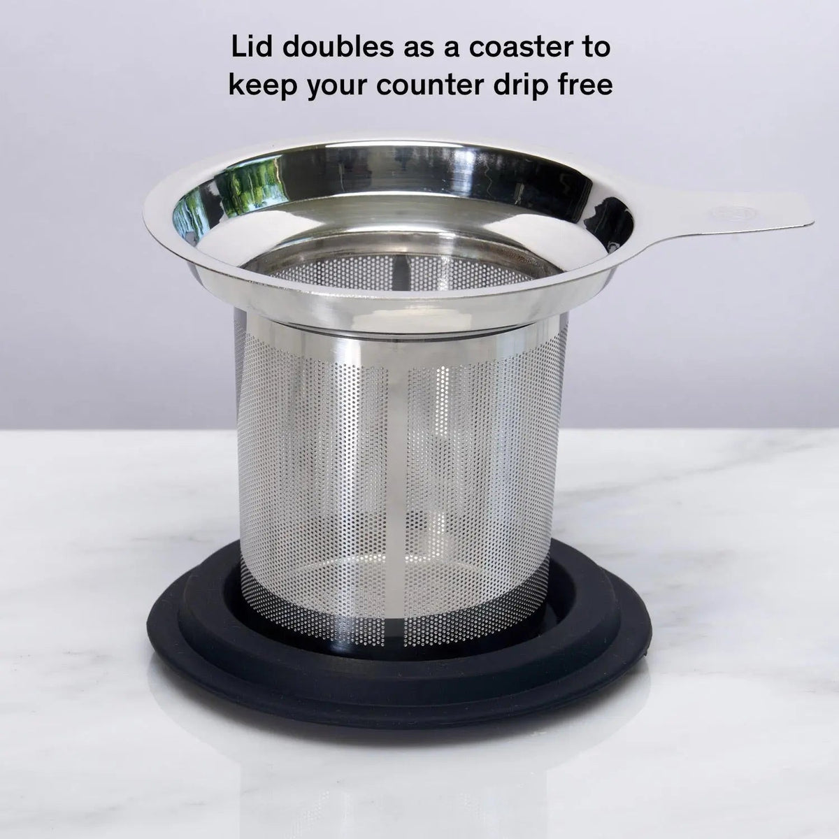 One-Cup Stainless Steel Tea Infuser with Silicone Lid