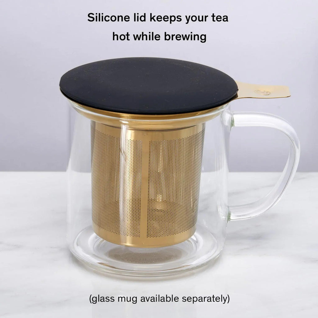 One-Cup Stainless Steel Tea Infuser with Silicone Lid