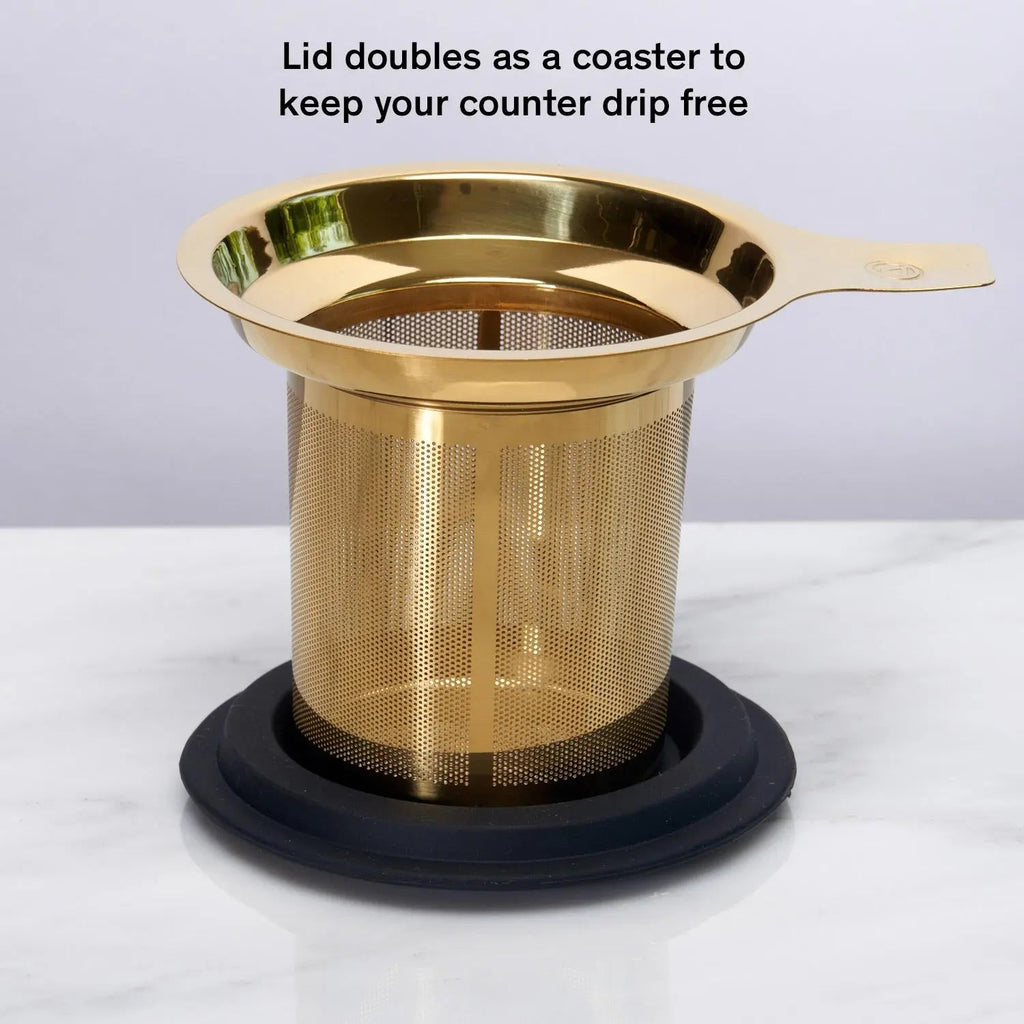 One-Cup Stainless Steel Tea Infuser with Silicone Lid