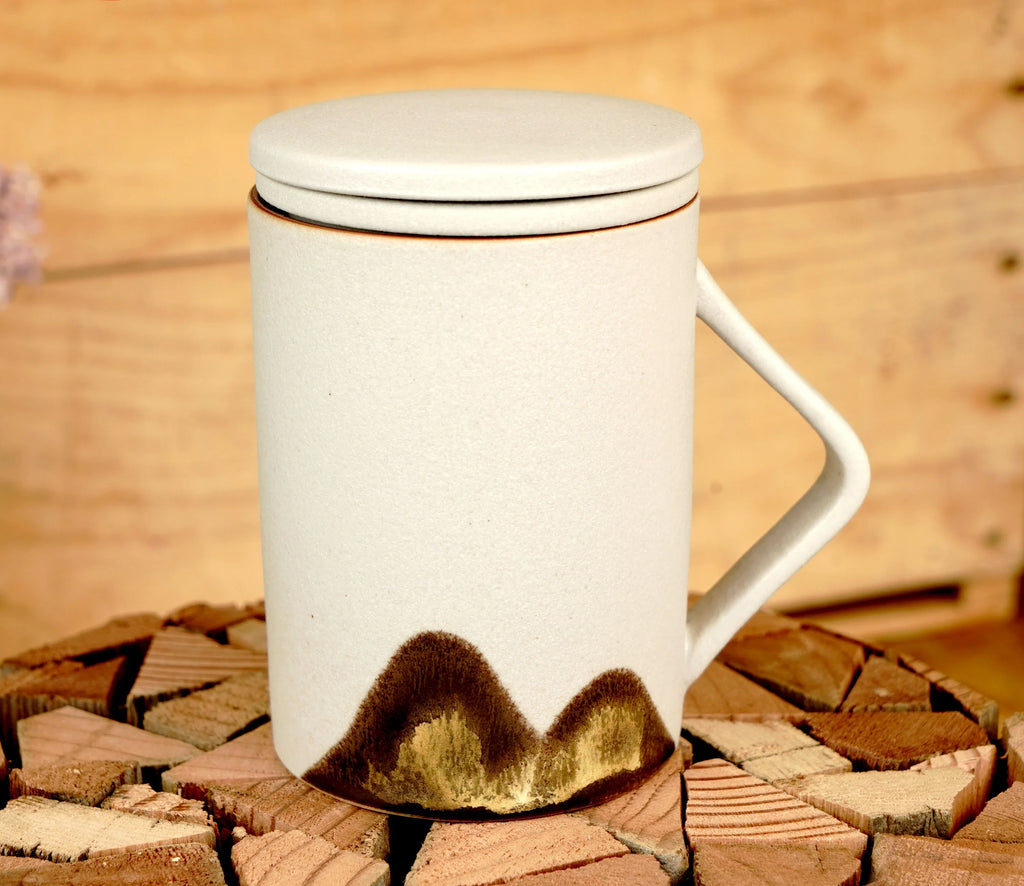 Mountain Glaze Ceramic Tea Mug with Strainer