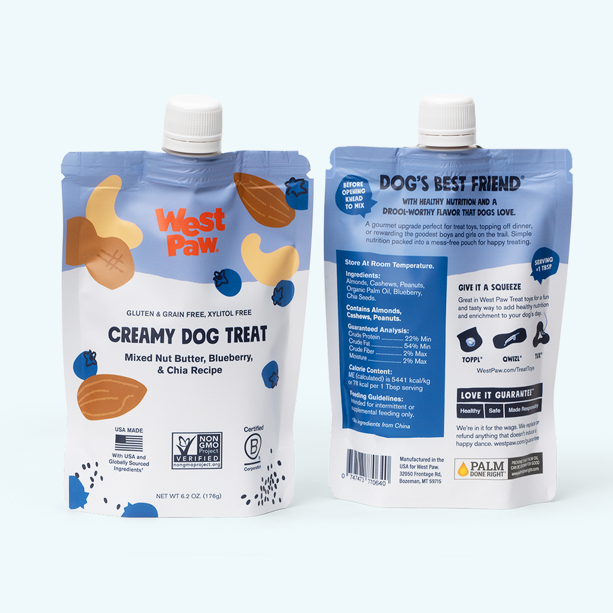 Mixed Nut Butter, Blueberry & Chia Creamy Dog Treat