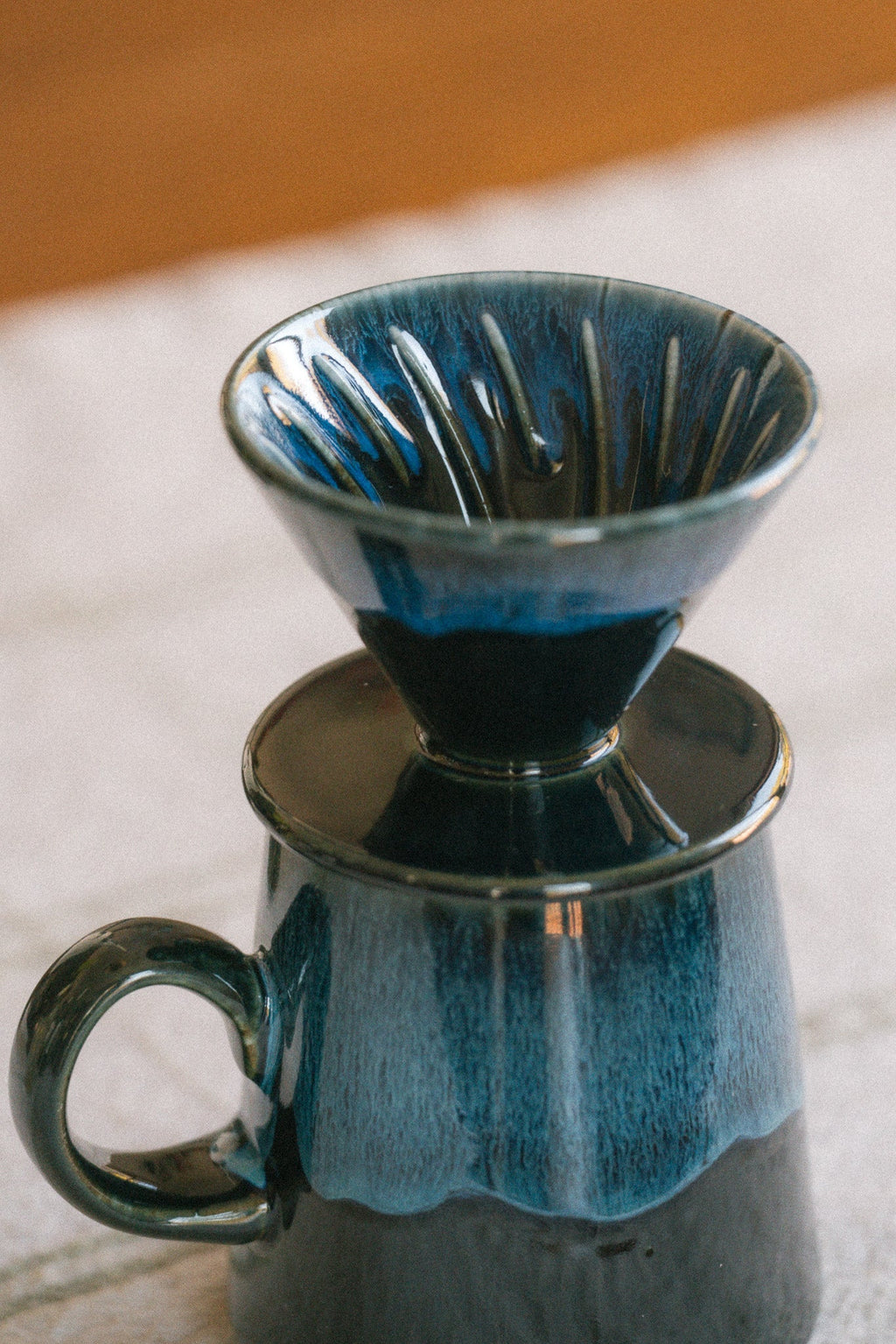 Artisan Blue Glaze Pour Over Coffee Set