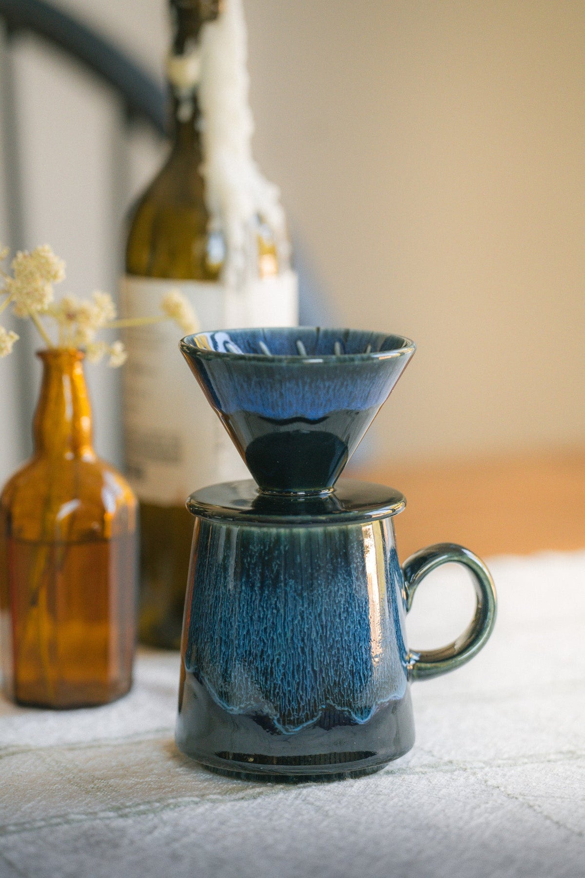 Artisan Blue Glaze Pour Over Coffee Set