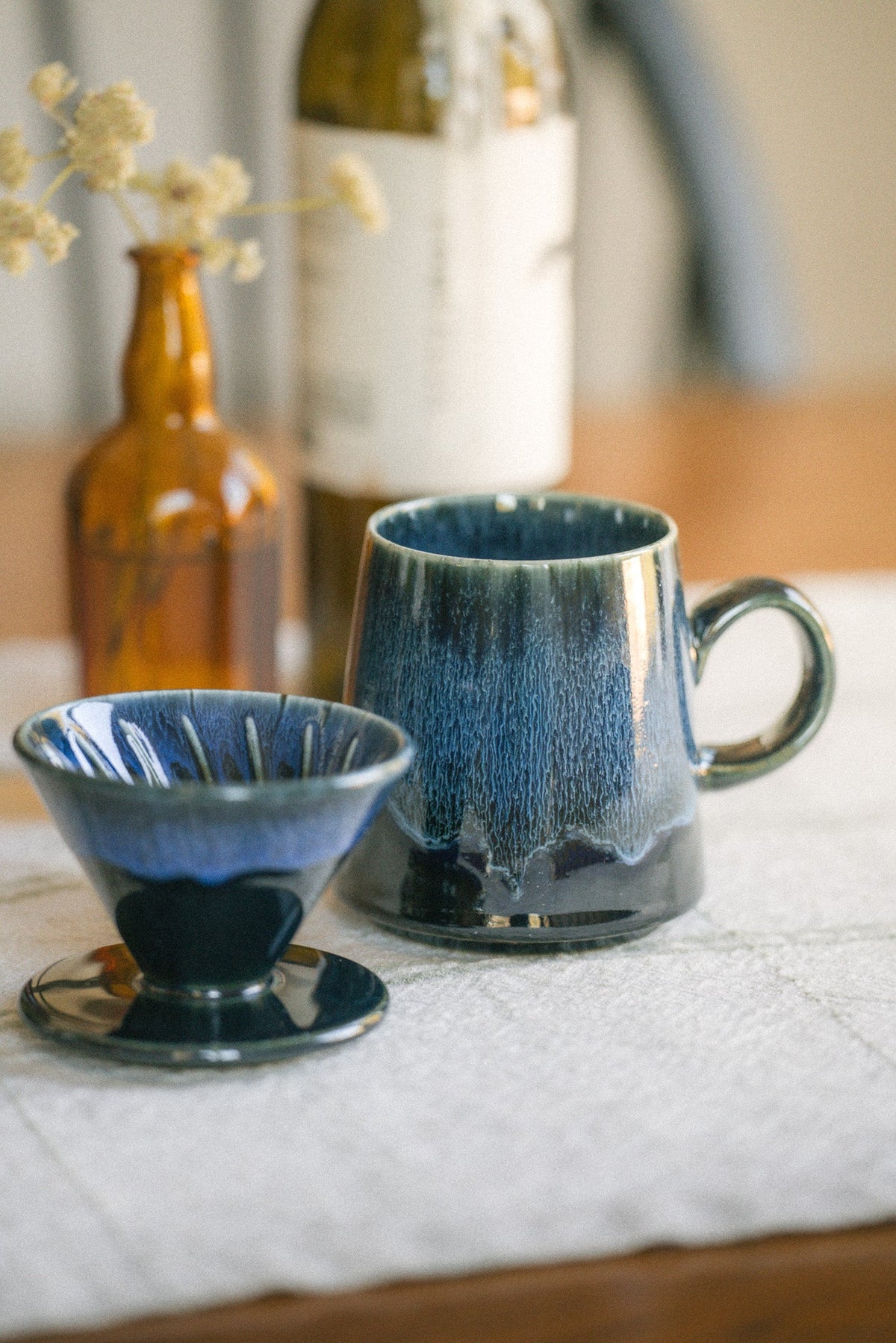 Artisan Blue Glaze Pour Over Coffee Set