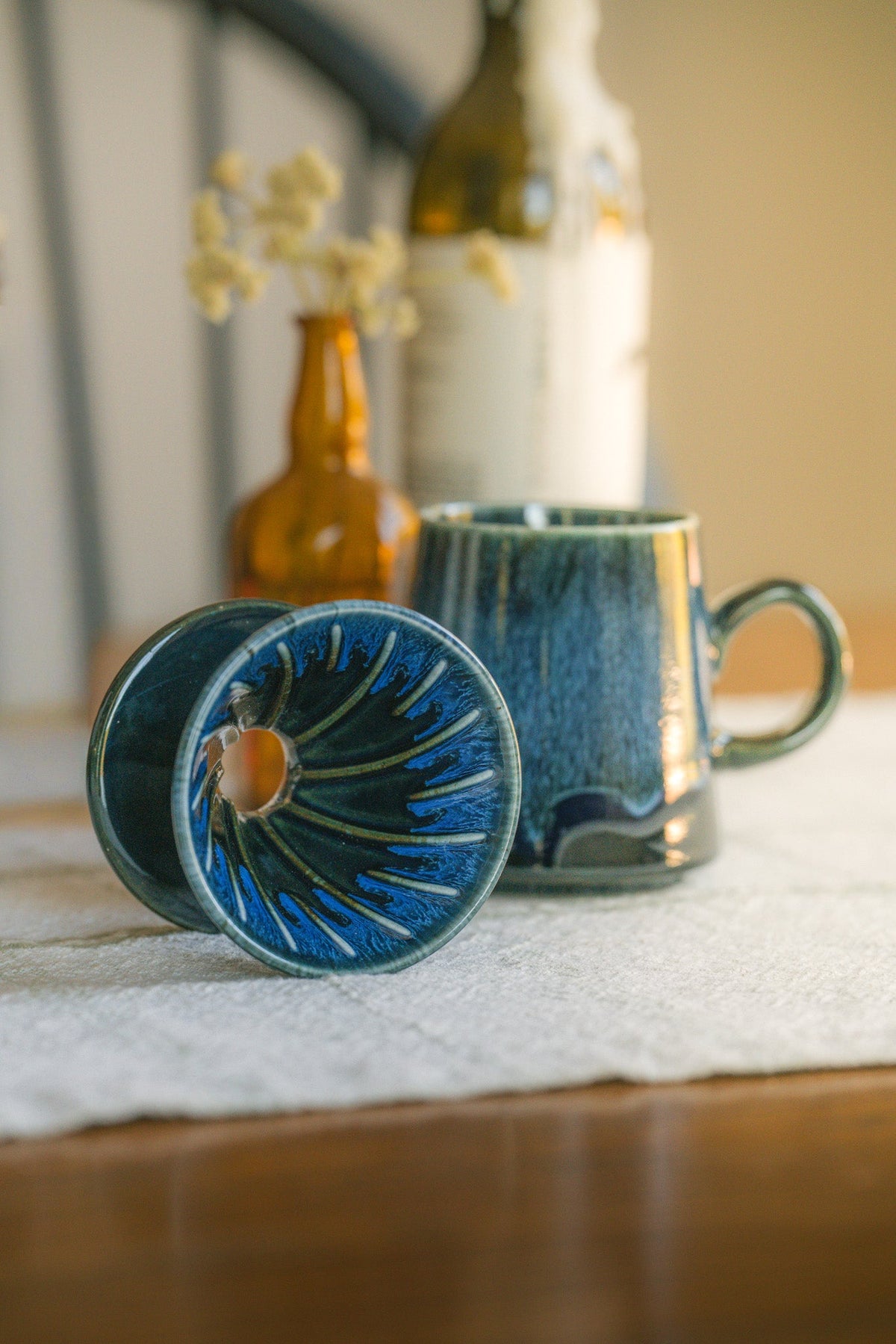 Artisan Blue Glaze Pour Over Coffee Set