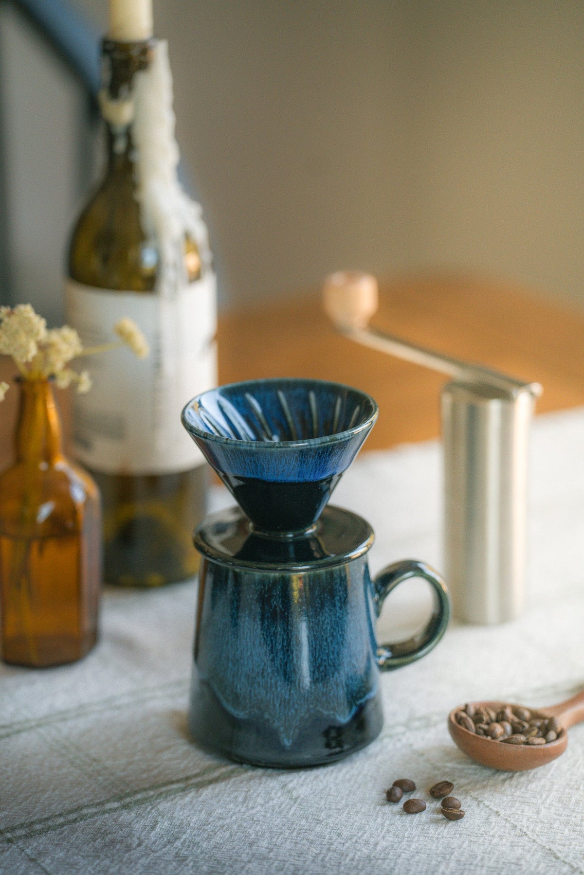 Artisan Blue Glaze Pour Over Coffee Set