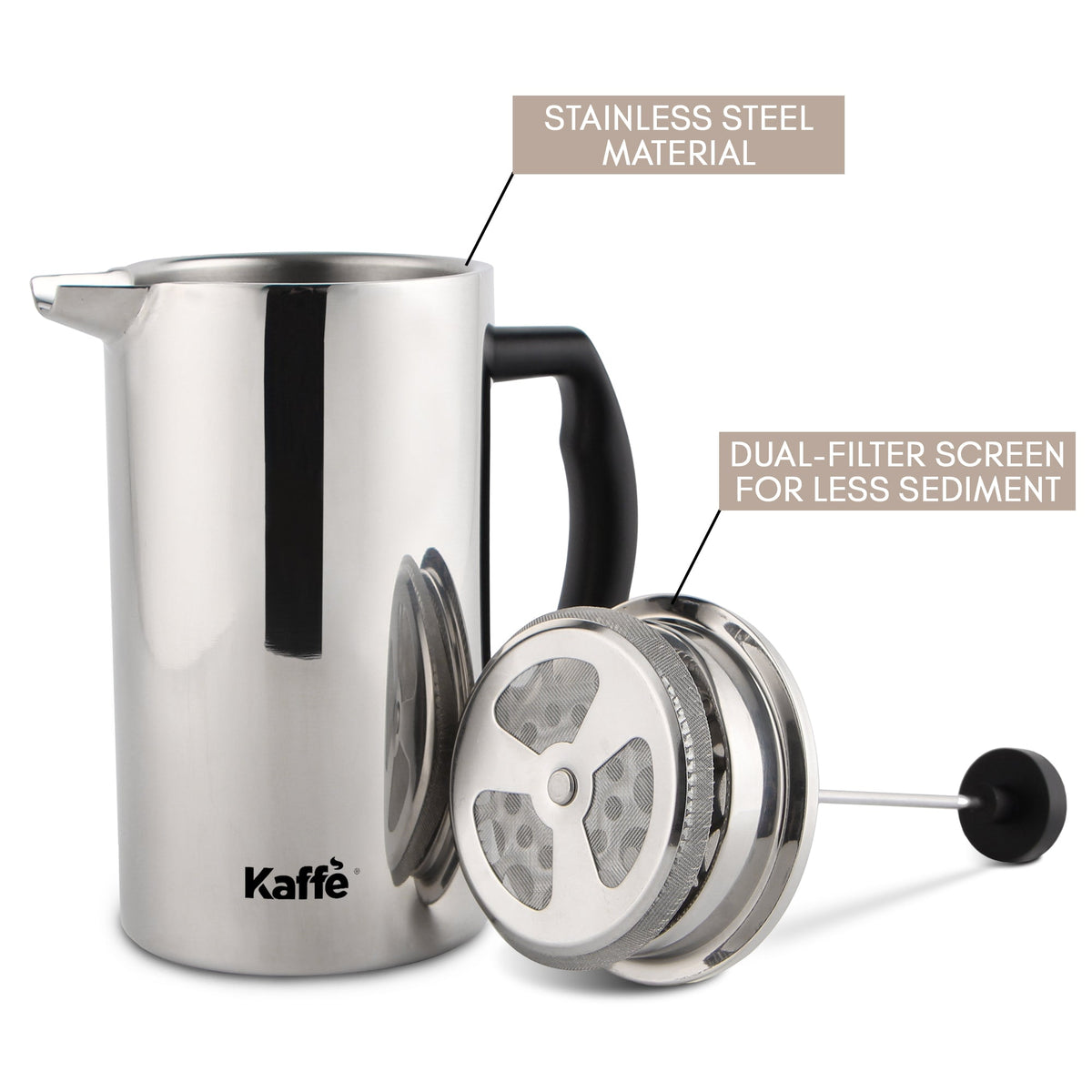 Stainless Steel French Press – 27 oz (800 ml) with Extra Filter