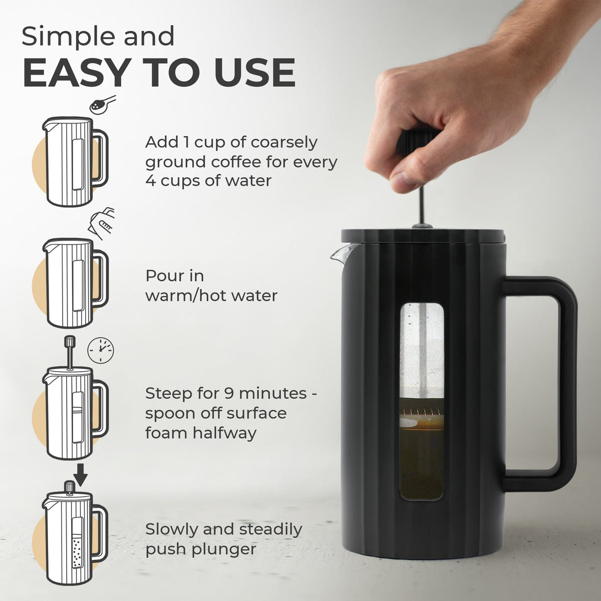 Insulated Glass French Press – 34 oz (1 L)