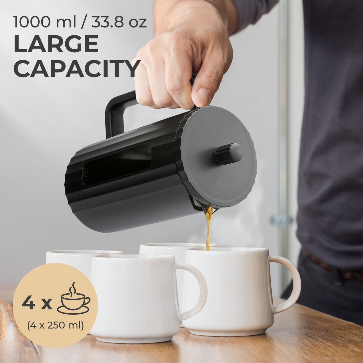 Insulated Glass French Press – 34 oz (1 L)