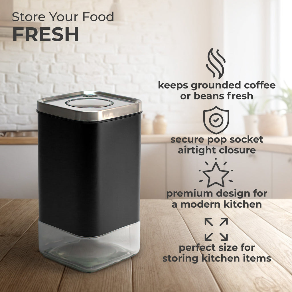 Airtight Square Coffee Canister – 12 oz