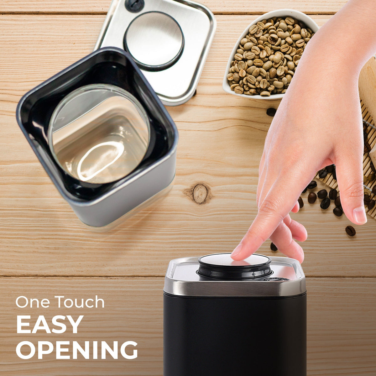 Airtight Square Coffee Canister – 12 oz
