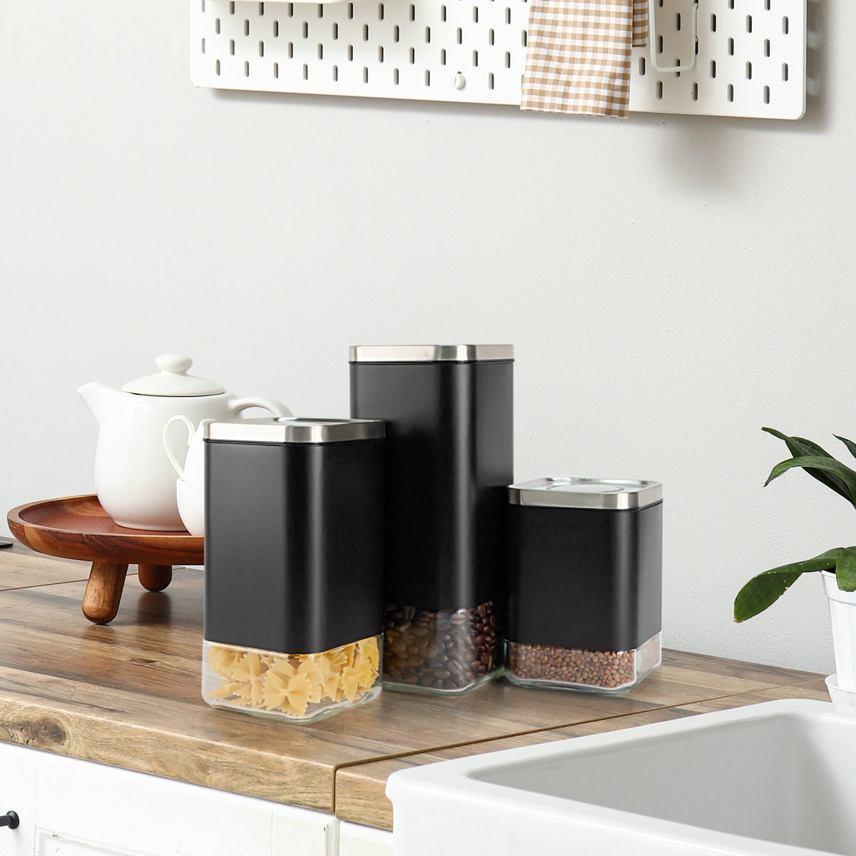 Airtight Square Coffee Canister – 16 oz