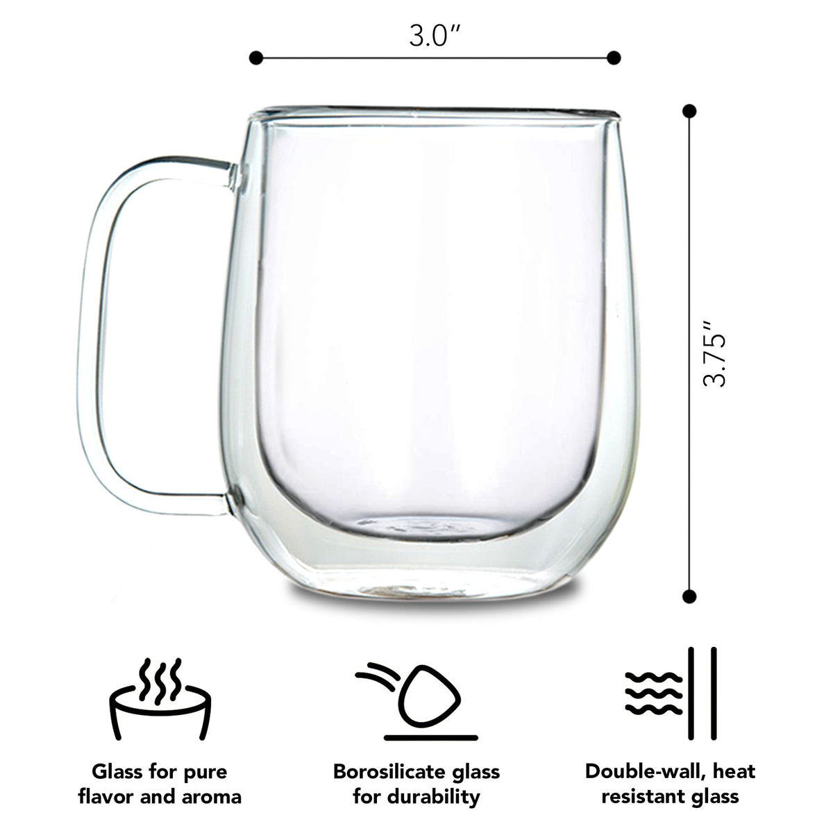 French Press Coffee Bundle – Glass Press, Double-Wall Mugs & Grinder + Free Milk Frother