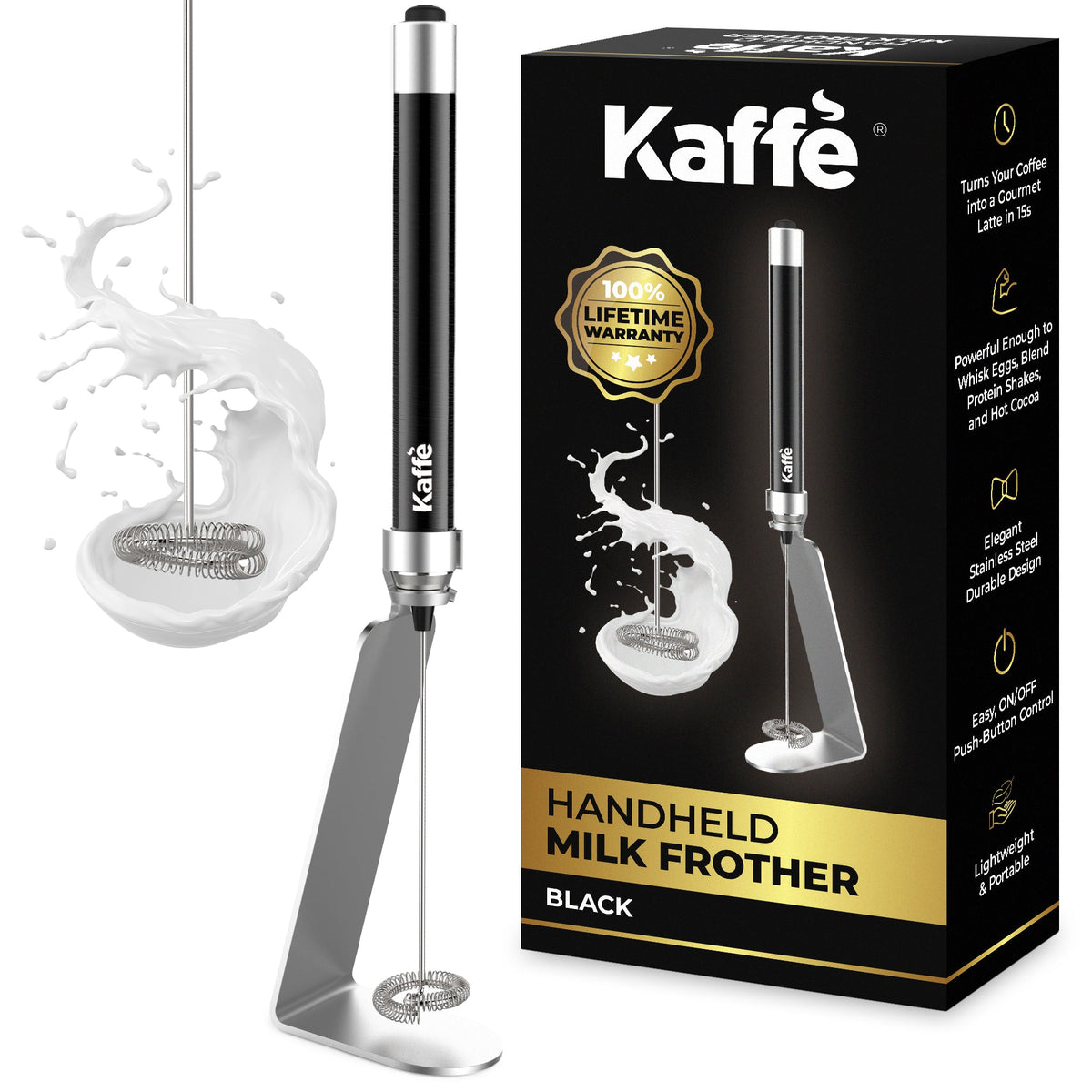 Battery-Powered Handheld Milk Frother with Stand