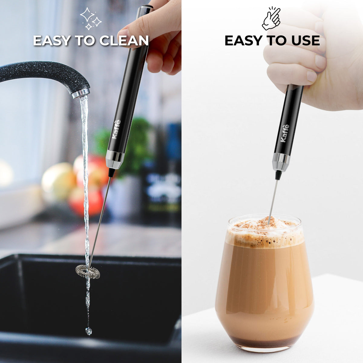 Battery-Powered Handheld Milk Frother with Stand
