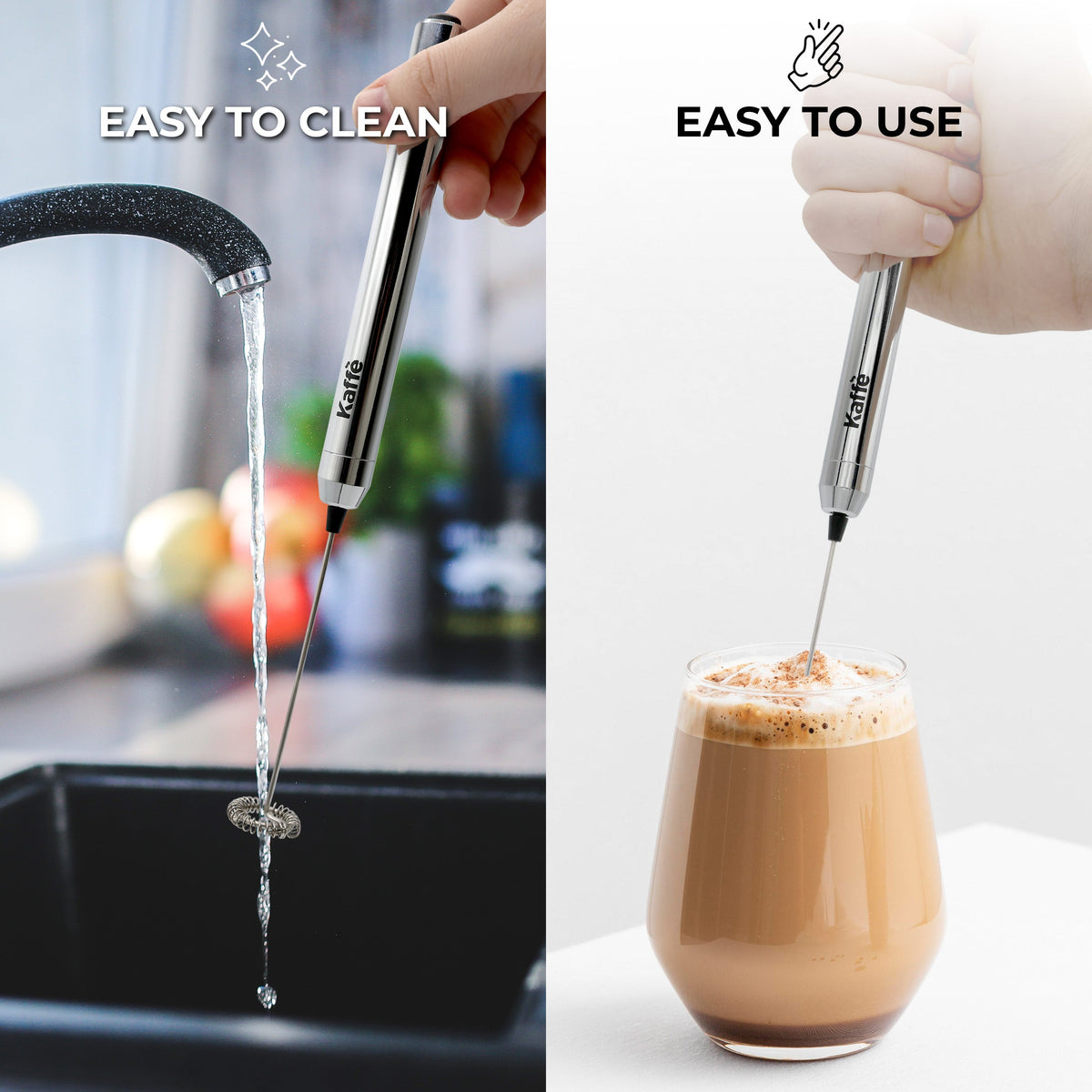 Battery-Powered Handheld Milk Frother with Stand