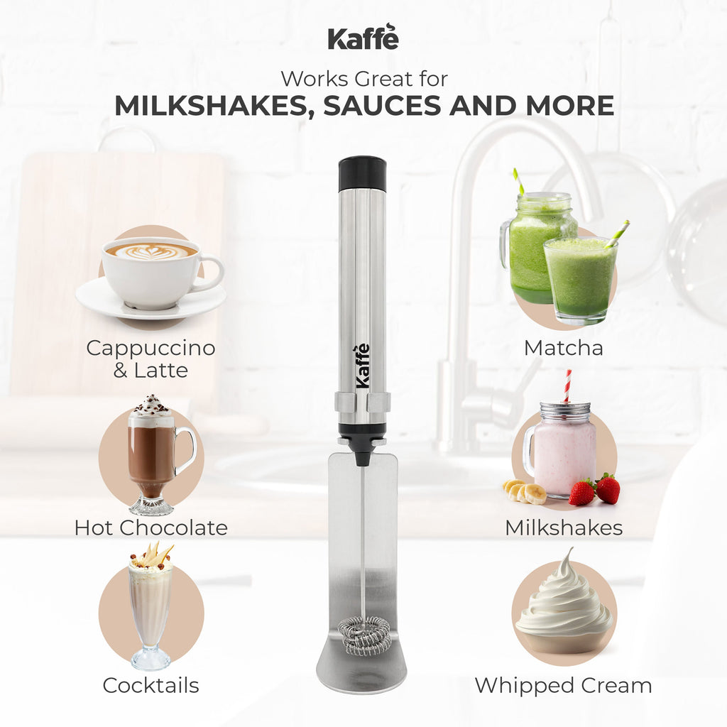 Rechargeable Handheld Milk Frother with Stand & 2 Whisks