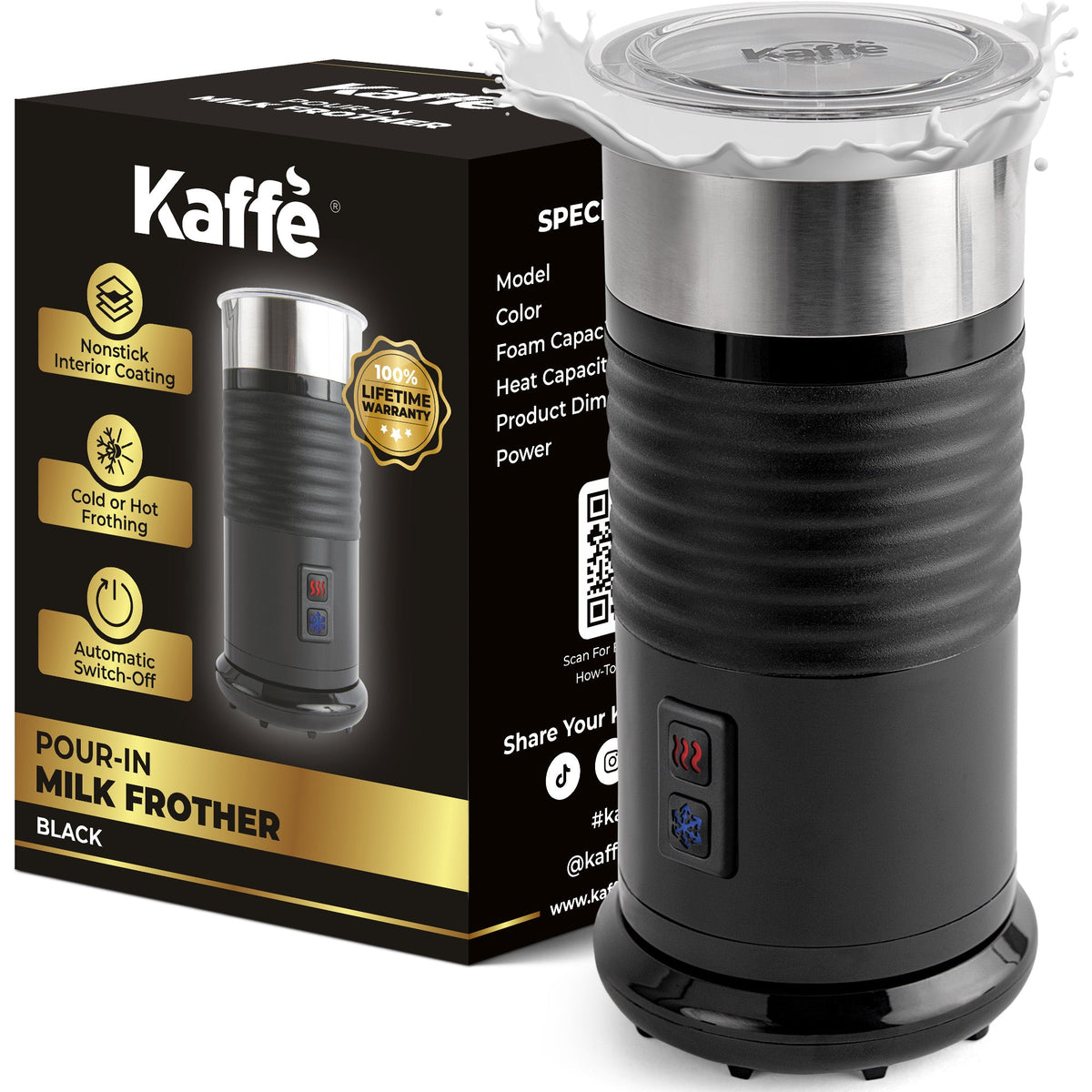 Electric Milk Frother – Hot & Cold Foam with Non-Slip Base