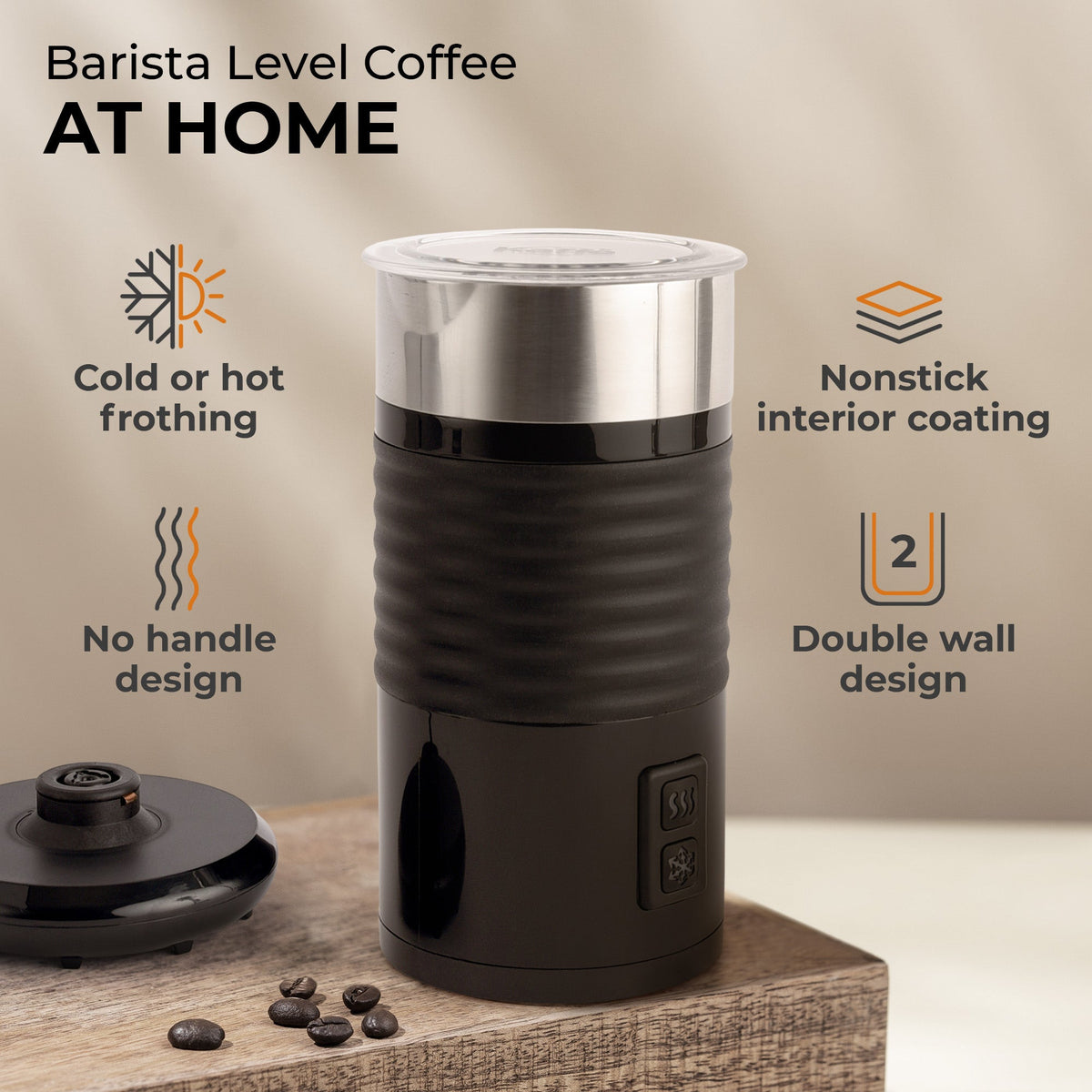 Electric Milk Frother – Hot & Cold Foam with Non-Slip Base