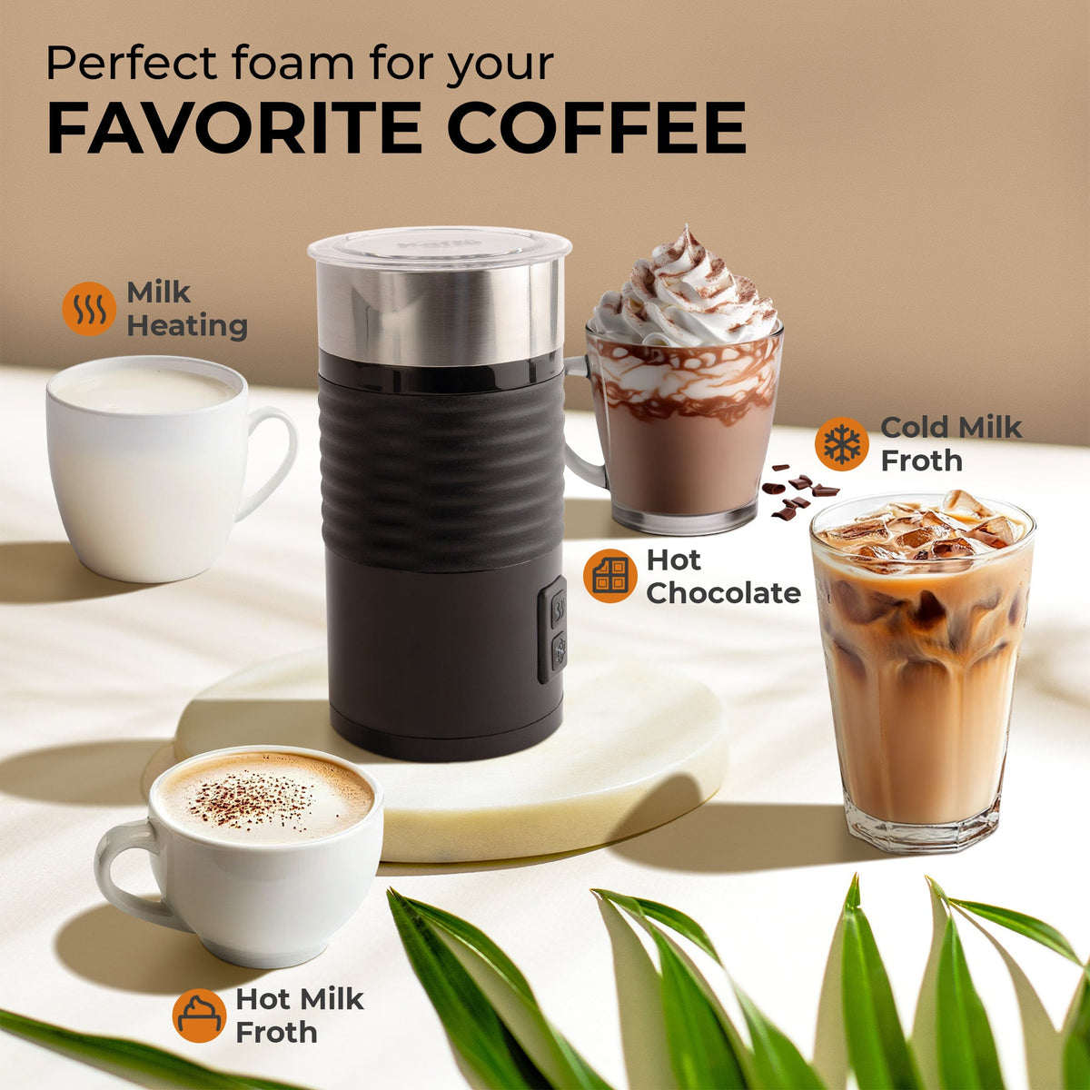 Electric Milk Frother – Hot & Cold Foam with Non-Slip Base
