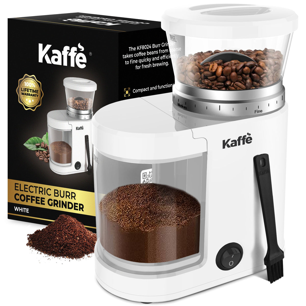 Compact Electric Burr Coffee Grinder – 20 Grind Settings