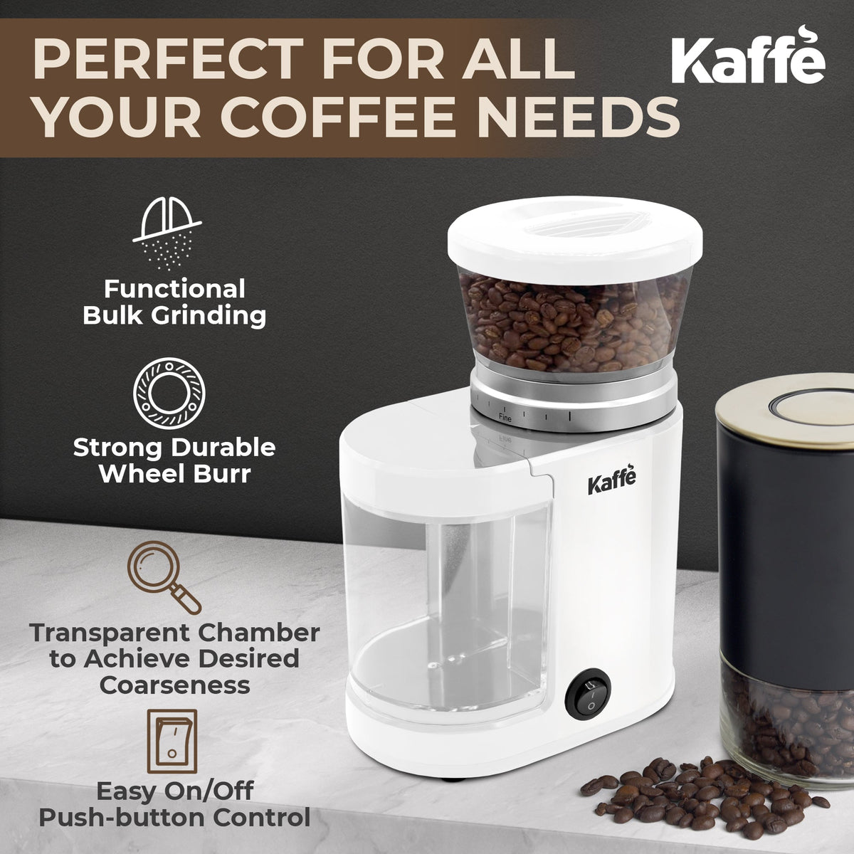Compact Electric Burr Coffee Grinder – 20 Grind Settings