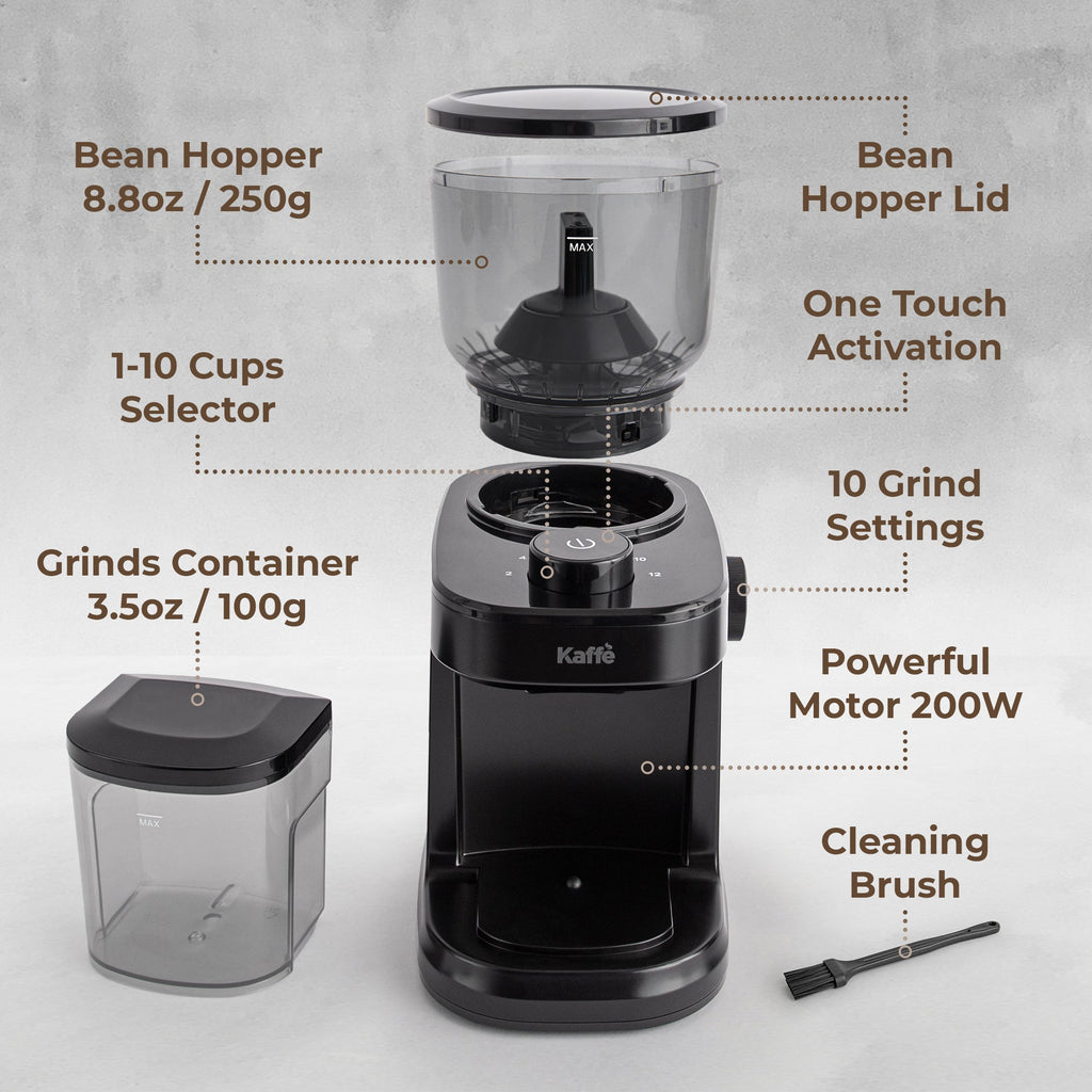 Flat Burr Coffee Grinder – 10 Grind Settings