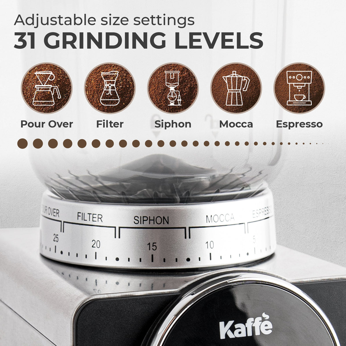 Digital Conical Burr Coffee Grinder – 30 Grind Settings