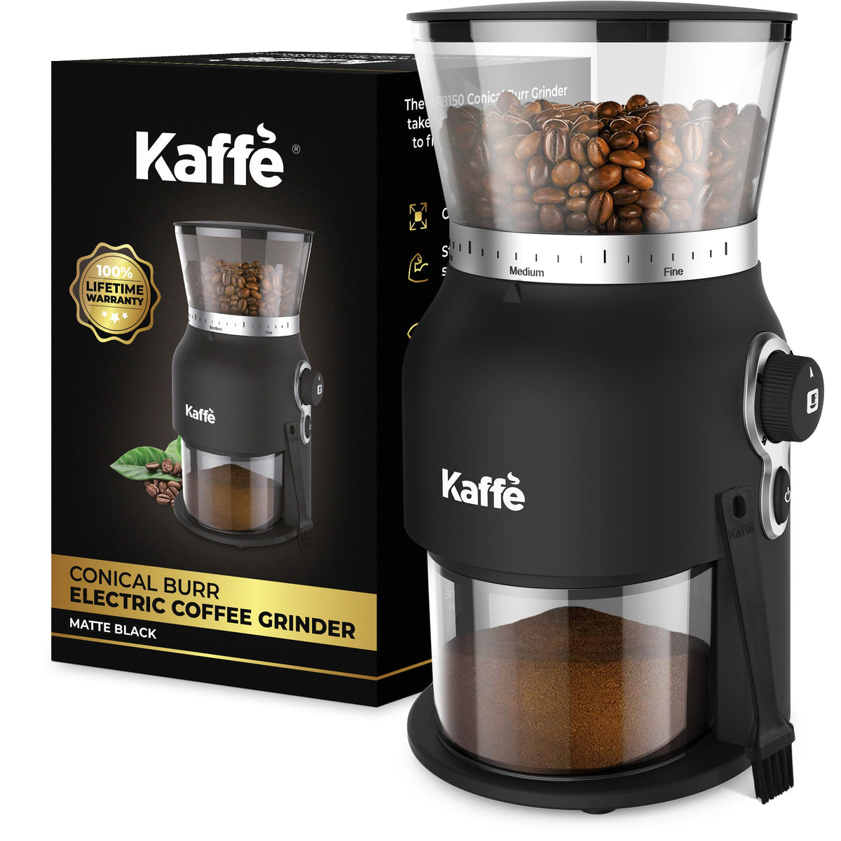 Compact Conical Burr Coffee Grinder – 25 Grind Settings