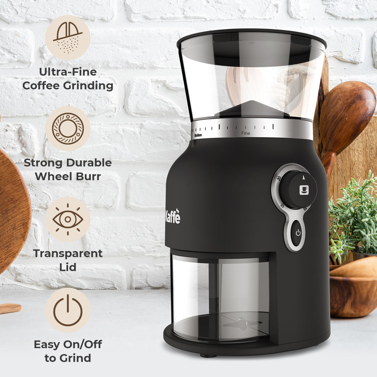 Compact Conical Burr Coffee Grinder – 25 Grind Settings