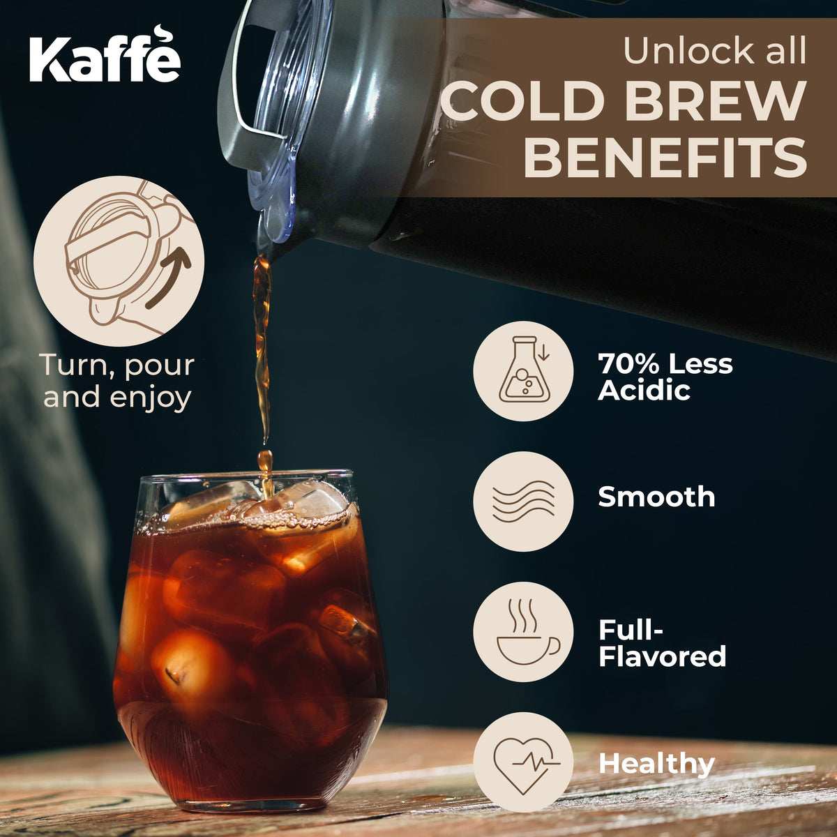 Cold Brew Coffee & Iced Tea Maker – 44 oz (1.3 L)