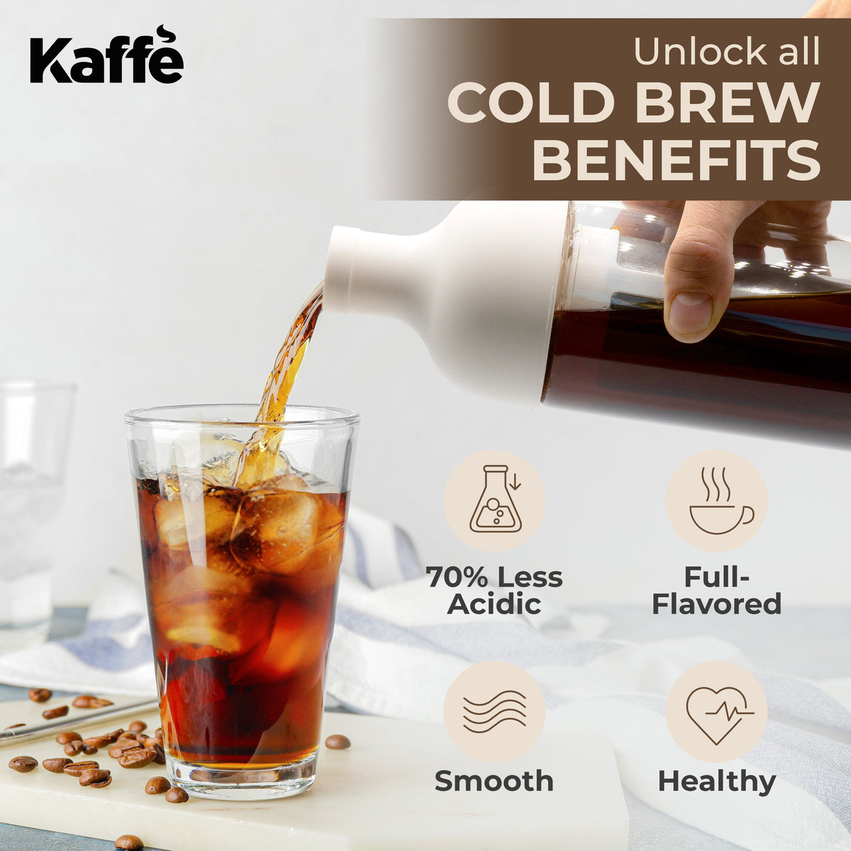 Cold Brew Coffee & Iced Tea Maker – 34 oz (1 L)