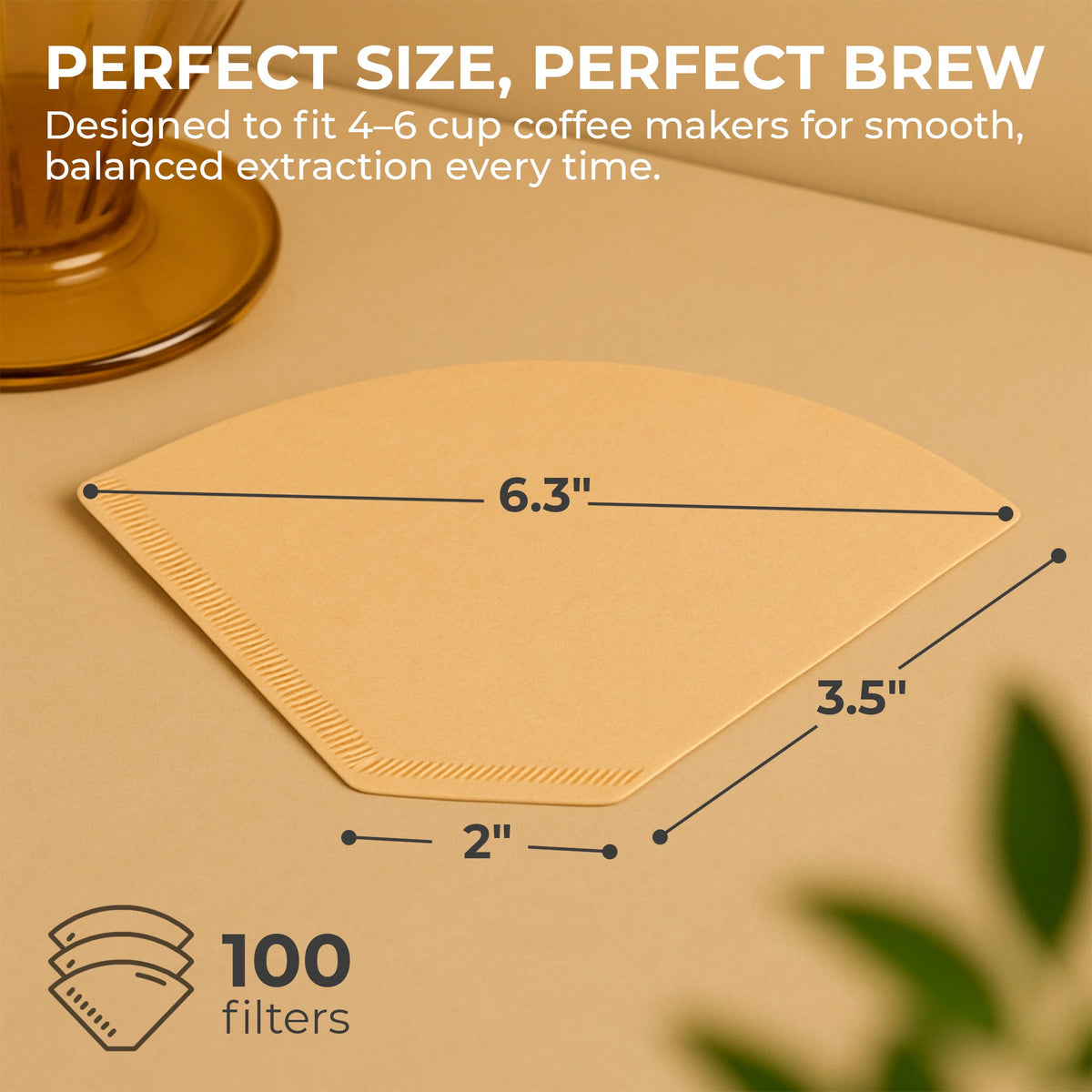 Natural Brown Unbleached #2 Cone Coffee Filters – 100 Count