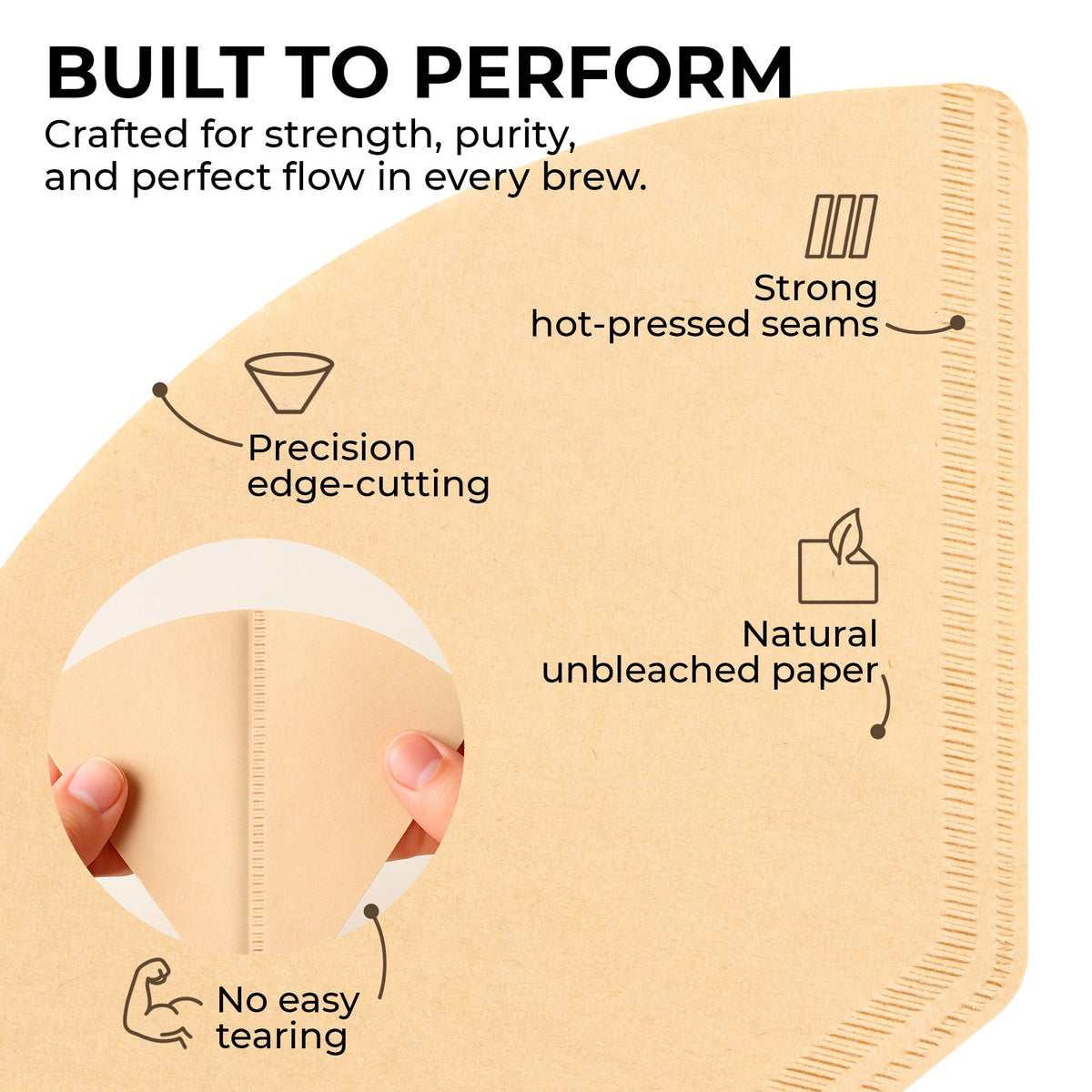 Natural Brown Unbleached #2 Cone Coffee Filters – 100 Count