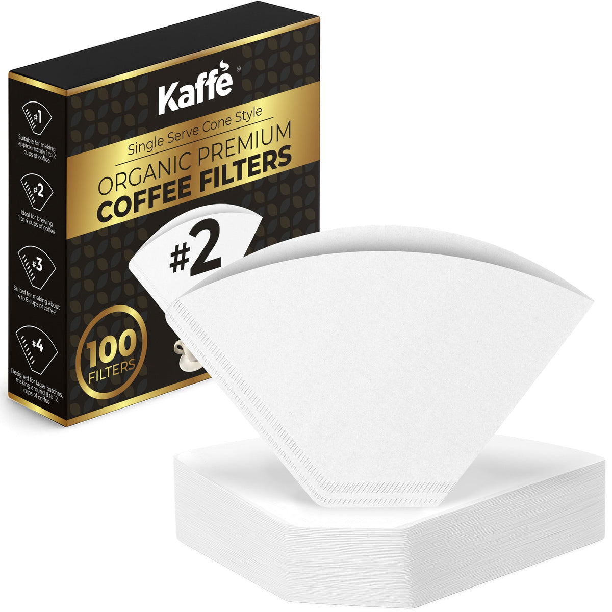 Natural Unbleached #2 Cone Coffee Filters – 100 Count