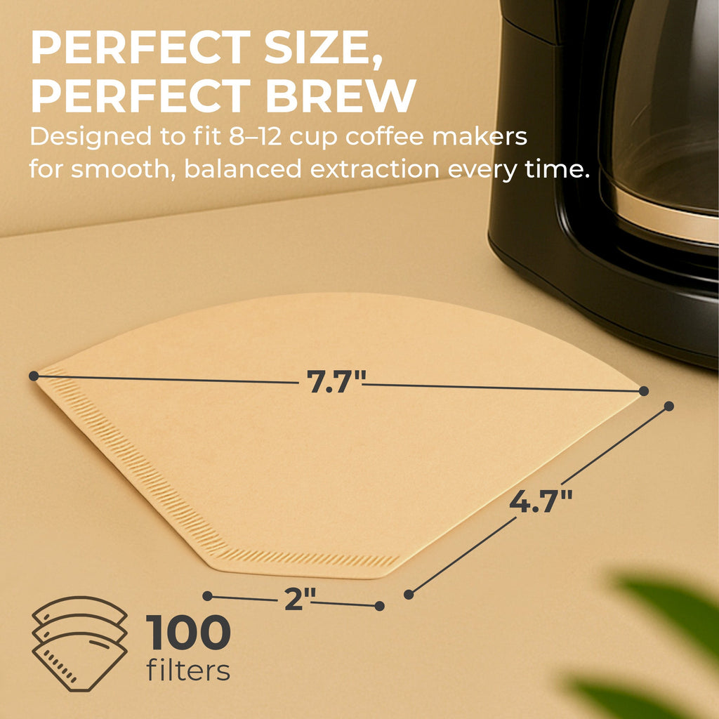 Natural Brown Unbleached #4 Cone Coffee Filters – 100 Count