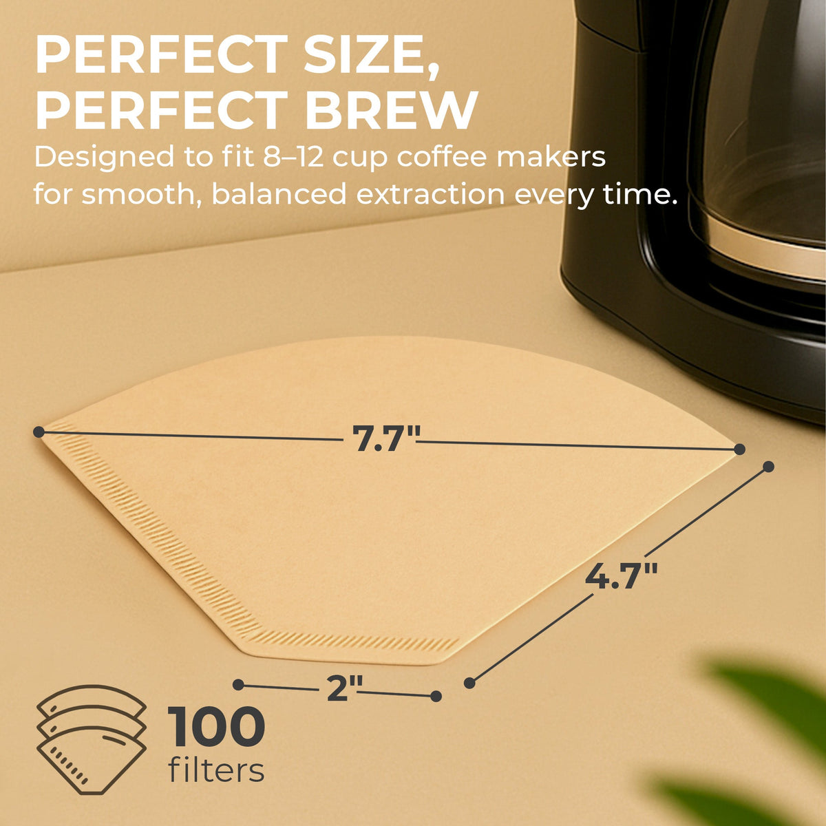 Natural Brown Unbleached #4 Cone Coffee Filters – 100 Count