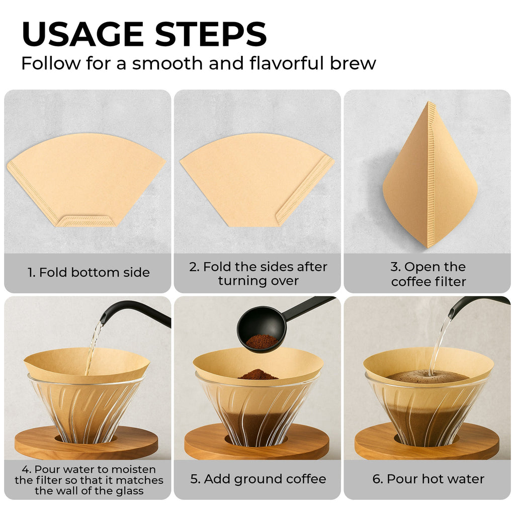 Natural Brown Unbleached #4 Cone Coffee Filters – 100 Count