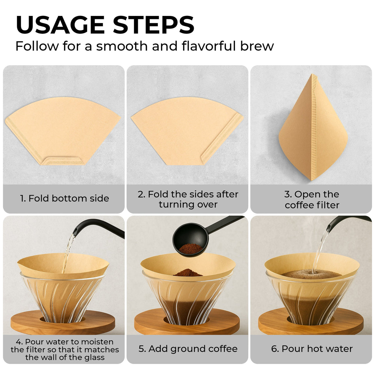 Natural Brown Unbleached #4 Cone Coffee Filters – 100 Count