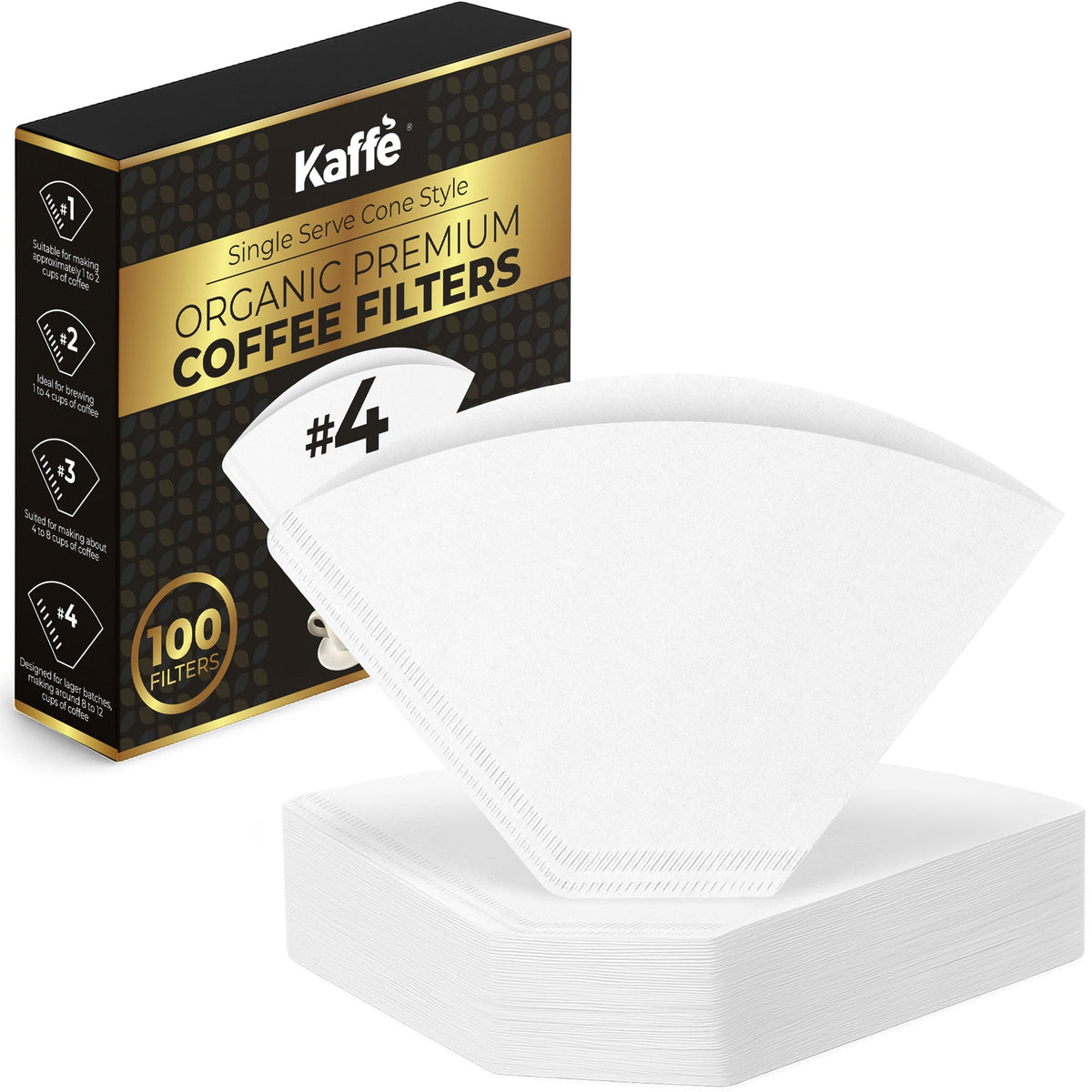 Natural Unbleached #4 Cone Coffee Filters – 100 Count