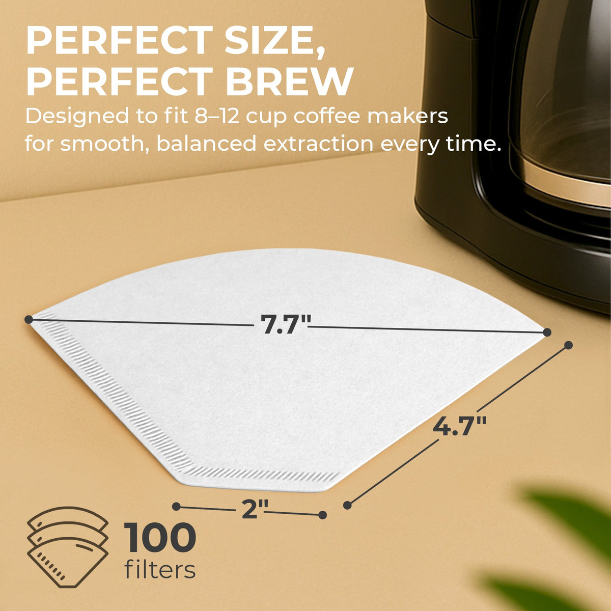 Natural Unbleached #4 Cone Coffee Filters – 100 Count