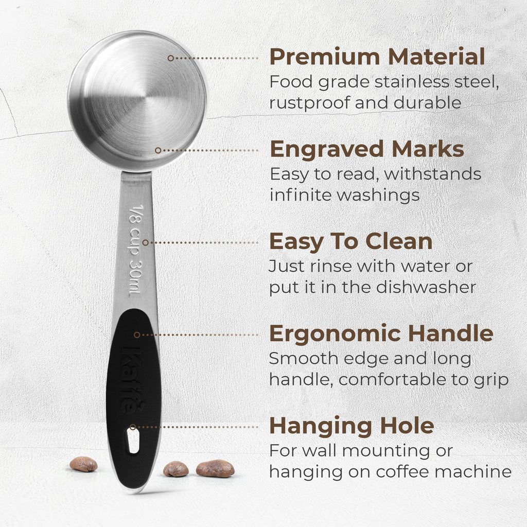 Stainless Steel Coffee Scoop with Silicone Handle – 2 Tablespoons (1/8 Cup)