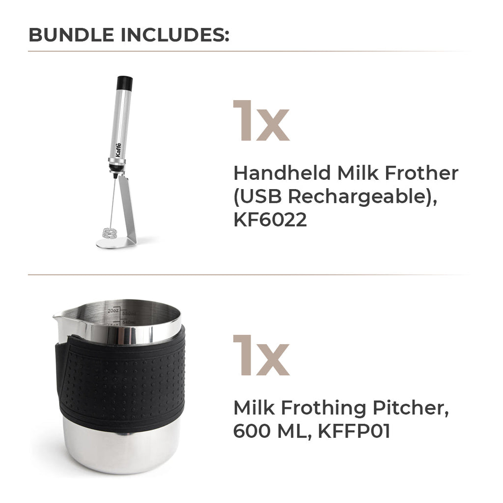 Frothing Basics Kit – Handheld Milk Frother & 20 oz Frothing Pitcher