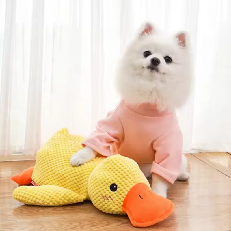 Yellow Duck Plush Squeaky Dog Toy