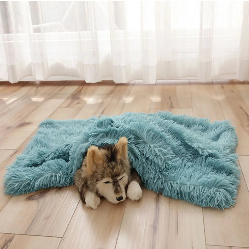 Fluffy Plush Pet Blanket & Bed Mat