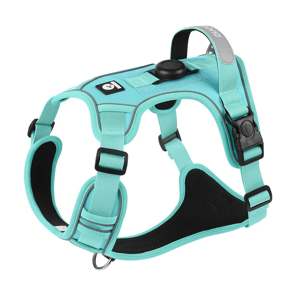 Heavy-Duty Adjustable Dog Harness with Reflective Trim & Front Handle — S to XL
