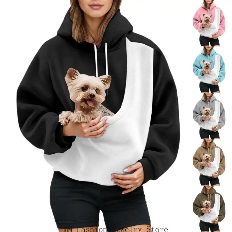 Women's Color Block Pet Sling Hoodie