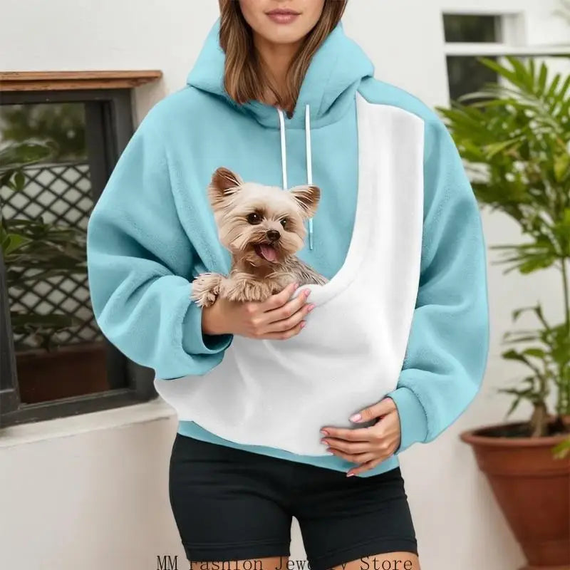Women's Color Block Pet Sling Hoodie
