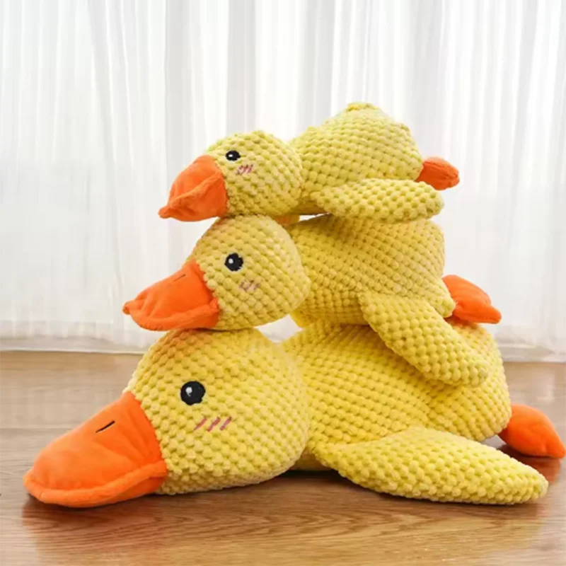 Yellow Duck Plush Squeaky Dog Toy